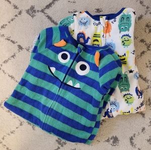 Two Fleece Onesie Pajamas 12M